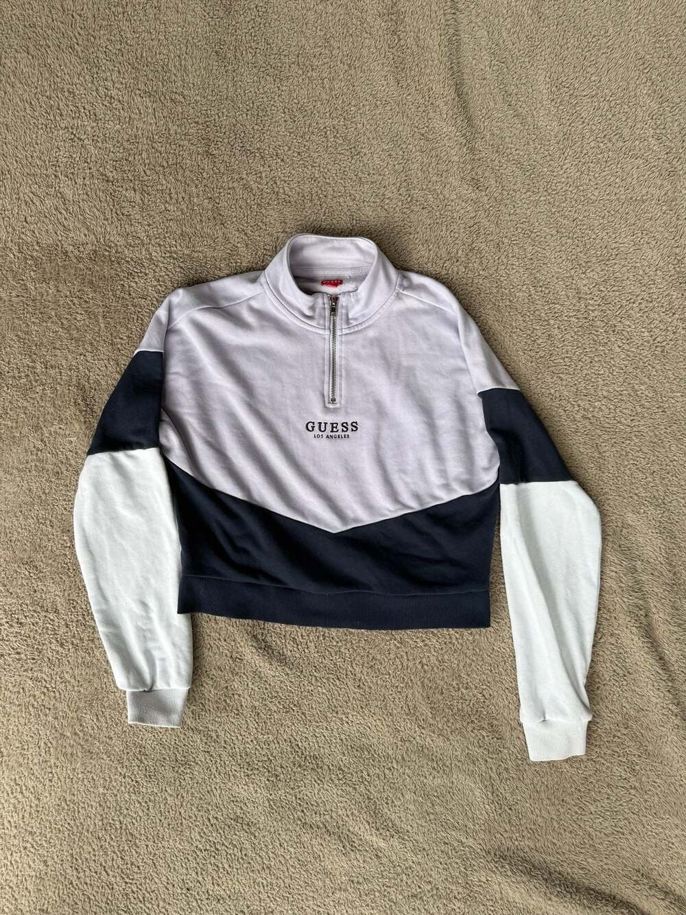 Guess Los Angeles Half Zip Sweatshirt Size M Colorblock